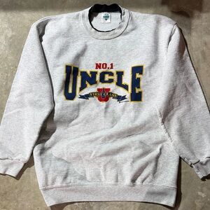 Uncle No.1 Graphic Men's Crewneck Sweater - Gray vintage USA made